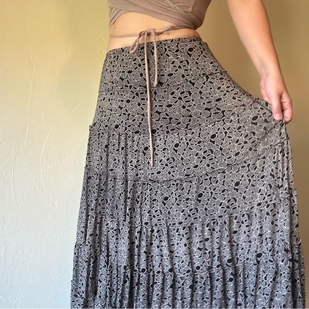 Bohemian black and white patchwork y2k maxi skirt. In perfect condition!
